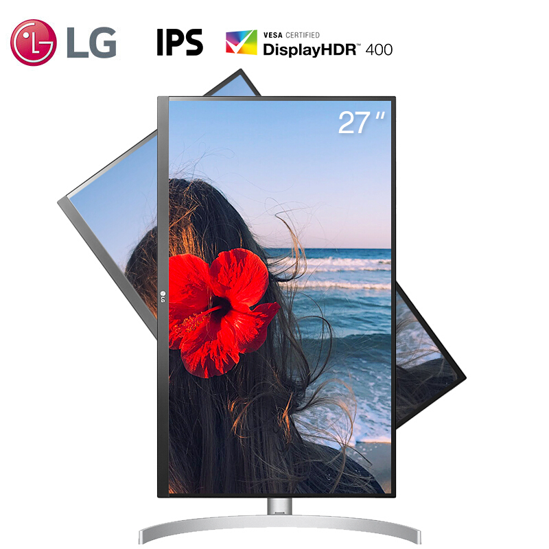 LG 27英寸 UHD 4K超高清 HDR400 Type-C可60W反向充电 IPS 内置音箱 适用PS5 设计师 游戏显示器 27UL850 -W