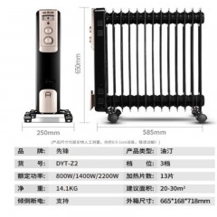 先锋（Singfun）DYT-Z2取暖器 电暖器 电暖气片家用 13片全屋速暖电热油汀 静音节能 烘衣加湿