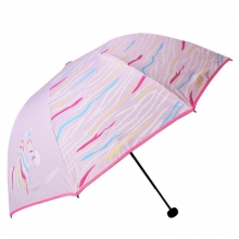 天堂伞33012E红莲 彩纹斑马黑胶丝印防紫外线三折全钢蘑菇钢晴雨伞