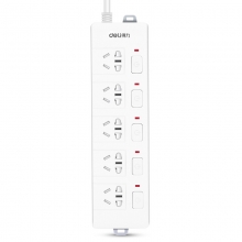 得力（deli）3998 新国标防触电5位组合孔3米 大孔距分控开关插座