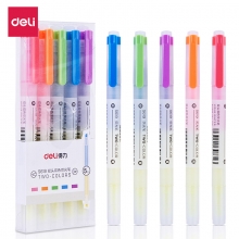 得力（deli） S619 双头双色荧光笔 5支装