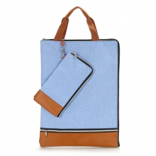 斯莫尔（simoer) 1701 手提双拉链文件袋 蓝色