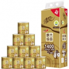 清风（APP） 原木纯品金装系列 4层140克卫生纸巾 10卷/提