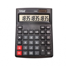 益而高 E1835 双电源计算器 12位 黑色  财务利器电脑按键双电源计算器 桌面计算机