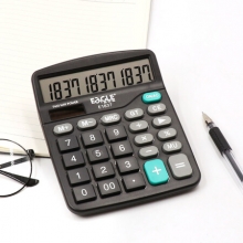 益而高 E1837 双电源计算器 12位财务利器电脑按键双电源计算器 桌面计算机   黑色