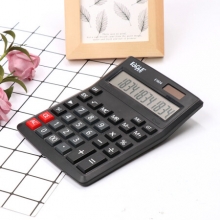 益而高 E1834 双电源计算器 12位 财务利器电脑按键双电源计算器  黑色