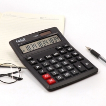 益而高 E1834 双电源计算器 12位 财务利器电脑按键双电源计算器  黑色