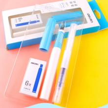 得力A913学生矫姿钢笔套装(可擦纯蓝/笔壳浅蓝) 12/盒/