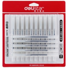 得力 6666 中性笔0.5mm全针管(黑)(15支/卡) 12/盒/144/箱 （计价单位：卡）