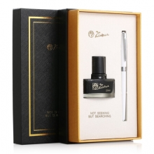 毕加索（pimio）钢笔带小墨水礼盒套装男女成人办公0.5mm学生书法练字墨水笔T717瓷白色