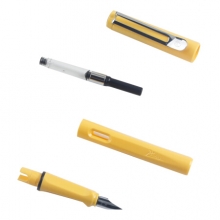 毕加索（pimio）钢笔签字笔男女士学生成人练字用正姿笔握商务办公0.5mm 619黄色