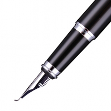 毕加索（pimio）美工笔弯头弯尖书法钢笔男女士练字成人学生用笔1.0mm绅士系列902亮黑银夹