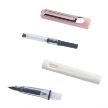 毕加索（pimio）钢笔签字笔男女士学生成人练字用正姿笔握商务办公0.5mm 619粉白色