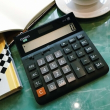 卡西欧（CASIO）DH-12-BK 12位 双电源 超宽计算器 黑色