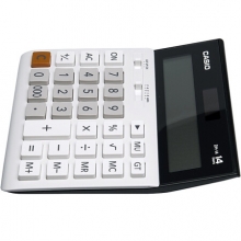 卡西欧（CASIO）DH-14-WE 14位大额计算 双电源 超宽计算器 白色