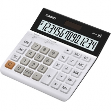 卡西欧（CASIO）DH-14-WE 14位大额计算 双电源 超宽计算器 白色