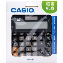卡西欧（CASIO）MH-12-BK 12位 双电源 超宽计算器 黑色