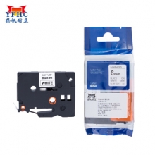 扬帆耐立 TZ-211 标签带 标签纸色带 适用兄弟标签机色带 6mm白底黑字