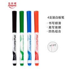 马培德（Maped）企鹅儿童白板笔4支装 蓝黑红绿四色套装水性可擦记号笔 741312CH