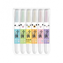 金万年  G-0536T  小萌表情秀单头粗杆6色套装拔帽荧光笔-多颜