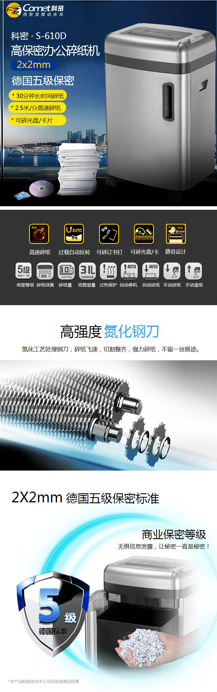 【科密S-610D】科密(comet)碎纸机-S-610D-面粉级高保密长时间中大型办公碎纸机【行情-报价-价格-评测】-京东_02.jpg